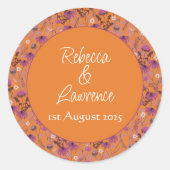 Saffron Sky Wildflowers - Huwelijk sticker rond (Voorkant)