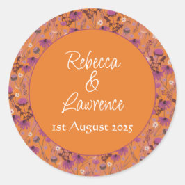 Saffron Sky Wildflowers - Huwelijk sticker rond