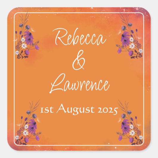 Saffron Sky Wildflowers - RSVP card Vierkante Sticker (Voorkant)