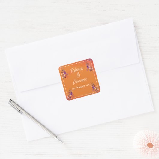 Saffron Sky Wildflowers - RSVP card Vierkante Sticker (Envelop)