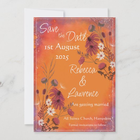 Saffron Sky Wildflowers - Wedding save the date (Voorkant)