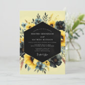 Saffron Slate Moody Flora Wedding Kaart (Staand voorkant)