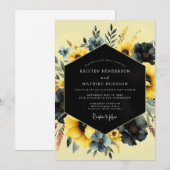 Saffron Slate Moody Flora Wedding Kaart (Voorkant / Achterkant)