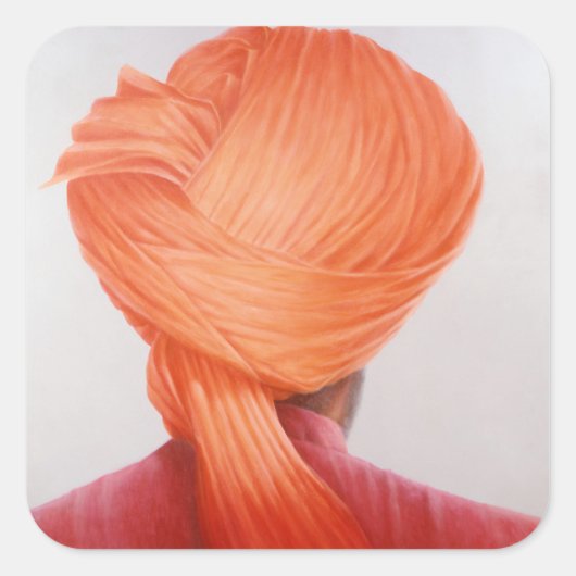 Saffron Turban Vierkante Sticker (Voorkant)