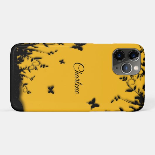Saffron Yellow Butterfly Garden, gepersonaliseerd Case-Mate iPhone Case (Achterkant (horizontaal))