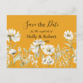 Saffron Yellow, Daisy Floral Wedding Save the Date Briefkaart (Voorkant)