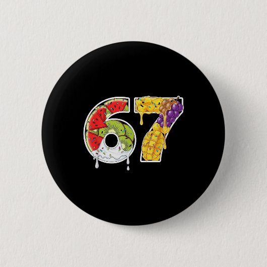 Saftig Fruit Nummer 67 Splash Fun Stijl Ronde Button 5,7 Cm (Voorkant)