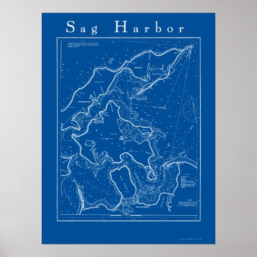 Sag Harbour, New York Nautical Chart Poster (Voorkant)