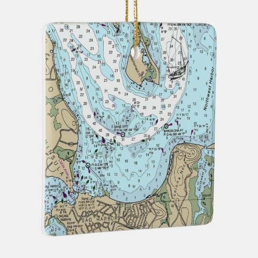 Sag Harbour NY NOAA Grafiek Kerstmis Keramisch Ornament (Rechts)
