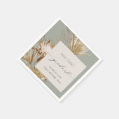 Saga Green Protea Dry Palm Floral Photo Afstuderen Servet (Hoek)