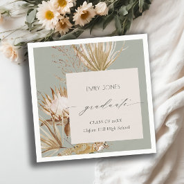 Saga Green Protea Dry Palm Floral Photo Afstuderen Servet