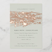 Saga Green Roos Gold Hill Winery Sketch Verloving Folie Uitnodiging (Voorkant)