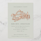 Saga Green Roos Gold Mountain Pine Verloving Folie Uitnodiging (Voorkant)