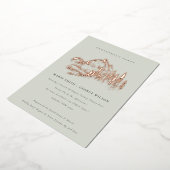 Saga Green Roos Gold Mountain Pine Verloving Folie Uitnodiging (Gedraaid)