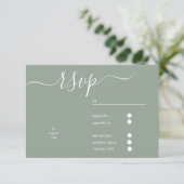 Saga Green script  bruiloft RSVP Kaartje (Staand voorkant)