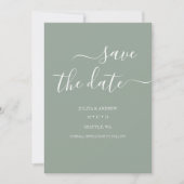 Saga groen script bruiloft opslaan van de datum ka save the date (Voorkant)