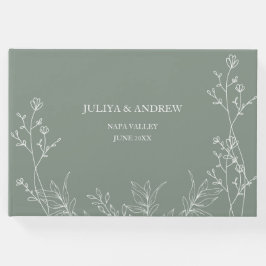 Saga groen trendy bruiloft gastenboek