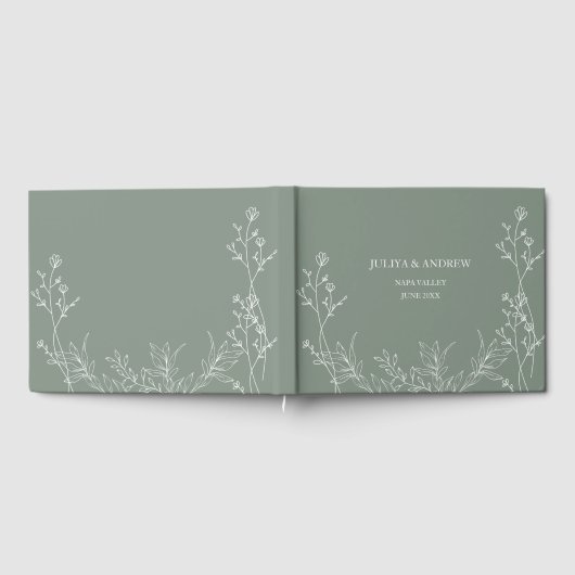 Saga groen trendy bruiloft gastenboek (Volledig)