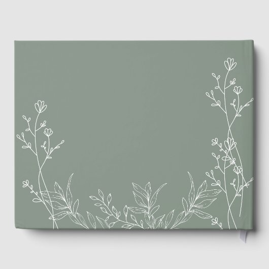 Saga groen trendy bruiloft gastenboek (Achterkant)