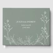 Saga groen trendy bruiloft gastenboek (Voorkant)