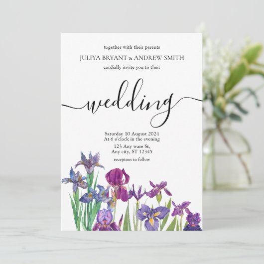 Saga groen Uniek bloemenschrift bruiloft Kaart (Staand voorkant)