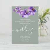 Saga groen Uniek bloemenschrift bruiloft Kaart (Staand voorkant)