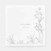 Saga groene tekst trendy bruiloft servet (Voorkant)