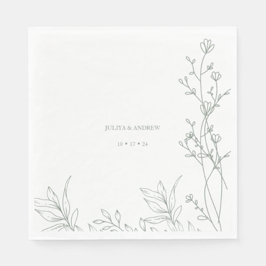 Saga groene tekst trendy bruiloft servet (Voorkant)