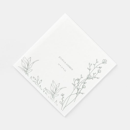 Saga groene tekst trendy bruiloft servet (Hoek)