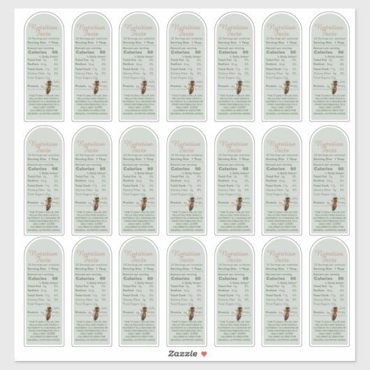 SAGE 16 oz Muth Honing Jar en bij Voeding Feiten Sticker (Vel)