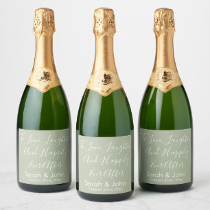 Sage Aangepaste Gepersonaliseerde Script bruiloft Sparkling Wijnetiket