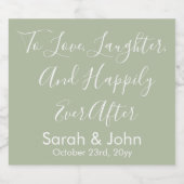 Sage Aangepaste Gepersonaliseerde Script bruiloft Sparkling Wijnetiket (Enkel label)