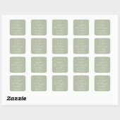 Sage Aangepaste Gepersonaliseerde Script bruiloft Vierkante Sticker (Vel)