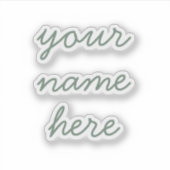 Sage Aangepaste Naam Eenvoudige Minimale Script St Sticker (Voorkant)