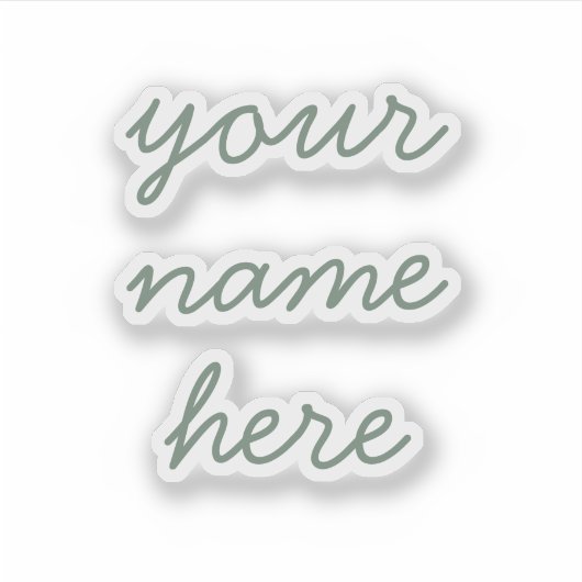 Sage Aangepaste Naam Eenvoudige Minimale Script St Sticker (Voorkant)