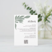 Sage Abstract Tropical Floral Leaf Wedding  Informatiekaartje (Staand voorkant)