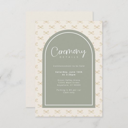 Sage Afstuderen Ceremonie Begingegevens Informatiekaartje (Voorkant / Achterkant)