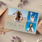 Sage Afstuderen dank u elegante fotocollage Bedankkaart