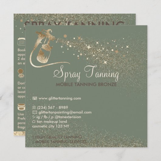 Sage Aftercare Instruction Tips Body Spray Tan Kaart (Voorkant / Achterkant)