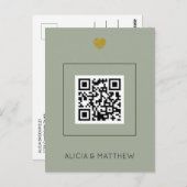 Sage All in One Wedding Invitation met QR Code Briefkaart (Voorkant / Achterkant)