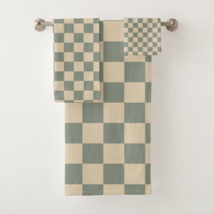 Sage amandel geruit bad handdoek