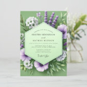 Sage Amethyst Meadow Wedding Kaart (Staand voorkant)