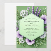 Sage Amethyst Meadow Wedding Kaart (Voorkant / Achterkant)