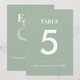 Sage Ampersand Bruiloft | Modern Tafelnummer