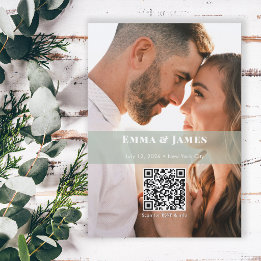 Sage Ampersand Foto Bewaar de Datum | Trouwen Kaart