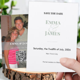 Sage Ampersand Foto Save the Date | Trouwen Kaart