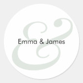 Sage Ampersand Huwelijk | Monogram Envelop Ronde Sticker (Voorkant)