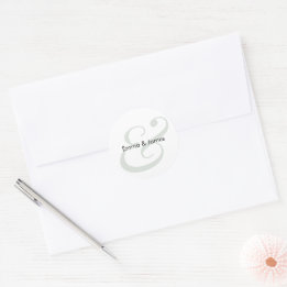 Sage Ampersand Huwelijk | Monogram Envelop Ronde Sticker