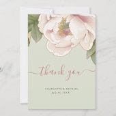 Sage and Blush Floral Photo Weddenschap Hartelijk Bedankkaart (Voorkant)