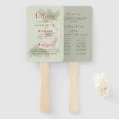 Sage and Blush Floral Wedding Programme Handwaaier (Voorkant en achterkant)